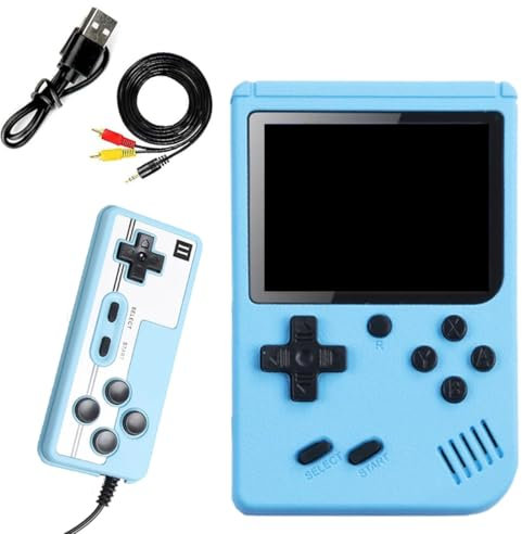 Tomedeks Console de Jeu Portable,Écran LCD de 3,Console Supporte Deux Joueurs,avec 500 Classique Jeux,Console Retro Portable,Mini Console pour Enfants et Adultes,Grand Cadeau pour Les Enfants - Bleu