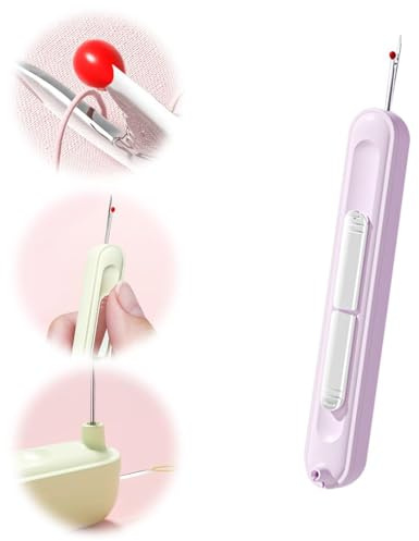 Infila ago 2 in 1, scucitore, scucitore elastico per cucire, strumento per la rimozione del filo per cucire a mano, lavorare a maglia, punto croce, ricamo e rimozione del filo (Viola)