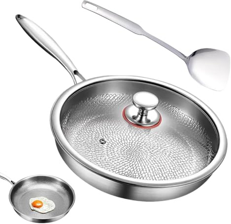Generisch Sartén de titanio | Juego de sartén antiadherente con tapa y espátula,Ollas para tortilla para freír carne pescado panqueques tortilla hornear tortilla