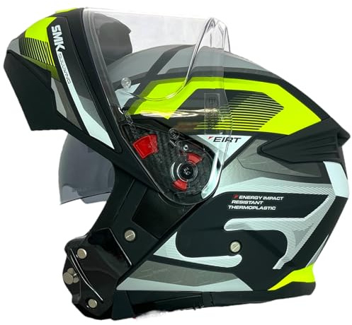 SMK Helmets Casco Modular GULLWING Venture Decorado Mate Blanco Y Amarillo 22.06 con Doble Visor P/J (M 57/58)