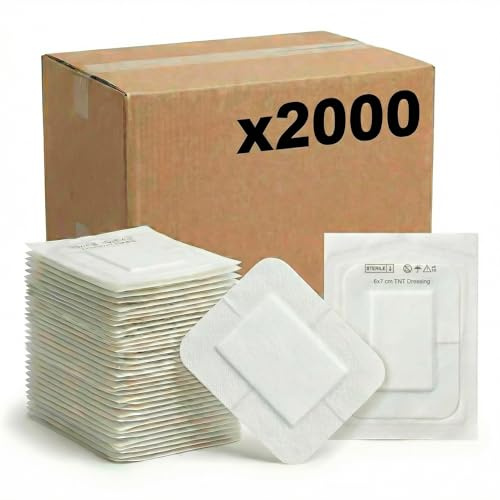 KMINA sårförband steril (2 000 stycken, 40 lådor à 50) 6 x 7 cm, fleecetyg för professionella medicinska behov