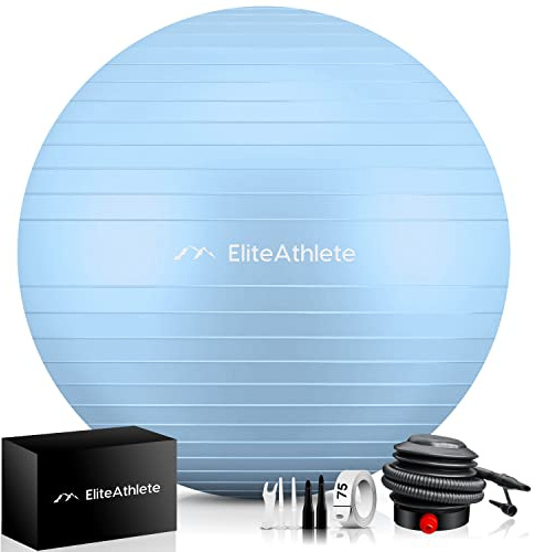 EliteAthlete Pelota de Pilates - Fitball 55 cm 65 cm 75 cm 85 cm - Pelota Embarazo - Bola Yoga Fitness - Balon de Gimnasia Ejercicios - Fit Ball incl. Bomba de Aire