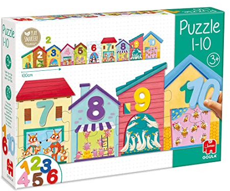 Jumbo Diset Goula Puzzle 1-10 - Puzzle éducatif enfants en carton et bois - Dès 3 ans - Français