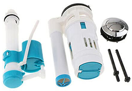 SPORTARC Kit de reparación de inodoro para cisterna, válvula de llenado de válvula de descarga de doble tipo, juego de botones de descarga para tanque de agua, botón pulsador, reemplazo de válvula de