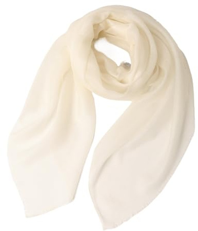 Prettystern Foulard Carré en Cachemire Léger Écharpe Femme pour Printemps & Été - Élégante et Douce Châle en Cashmere Fine blanc