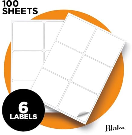 Blake Everyday - Self-Adhesive 6 Labels per A4 Sheet - 600 Labels - 100 Sheets - Laser & Inkjet Printer Compatible - Address Shipping Labels - Warehouse & Business Supplies (LAB A41-6PE)