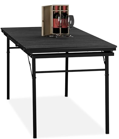 Relaxdays Gartentisch klappbar, Kunststoff, Stahl, 8 Personen, schwarz