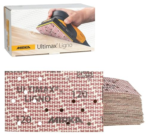 Mirka slippapper Ultimax Ligno 81x133 mm P120 med kardborre 50-pack | Korn P120 för effektiv slipning multifit-hål för dammfritt arbete kardborrefäste för enkel fästning 50-pack