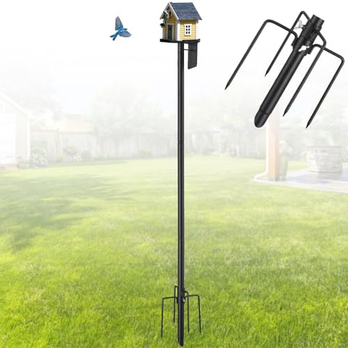 Harrms Metal Bird House Stand, Bird Nest Holder, Bird House Pole, Adjustable 184 cm, Frame for Bird Feeder for Garden, Balcony, Outdoor, Yard, Black