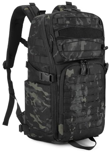 HUNTVP Militär Rucksack 35L Taktischer Rucksack Herren Wasserdicht Daypack MOLLE Reiserucksack Bundeswehr Wanderrucksack Trekkingrucksack für Herren Damen Sport Radfahren Outdoor Camping (35L Camo)