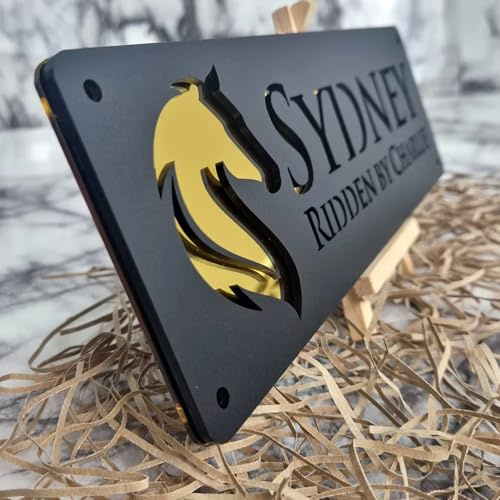 Placa de identificación personalizada para establo de acrílico, puerta exterior con nombre/número de caballo, regalo para amantes de los caballos