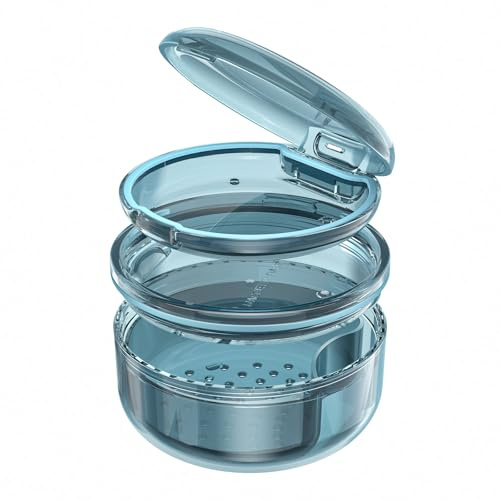 Boîte 2-En-1 Pour Appareil Dentaire & Bain De Trempage | Port, Rangement Et Trempage | En Matériau PC | Pour Appareils, Gouttières, Protège-Dents Et Dentiers – Rangement Et Nettoyage (Bleu)