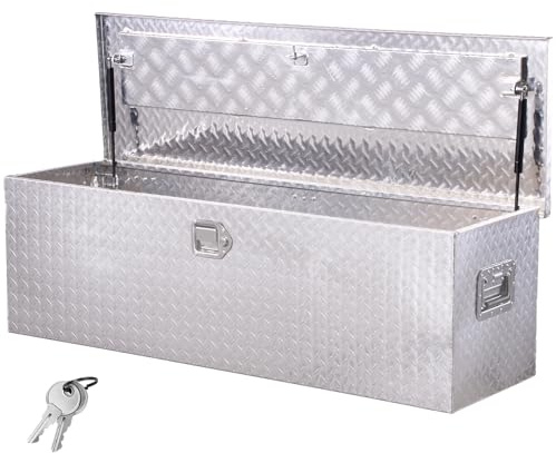 VEVOR Werkzeugkasten aus Aluminium für die Ladefläche mit seitlichem Griff & Schlossschlüsseln, Aufbewahrungs-Werkzeugkiste für Anhänger Pickup Wohnmobil (1244,6 x 381 x 381 mm) Silber