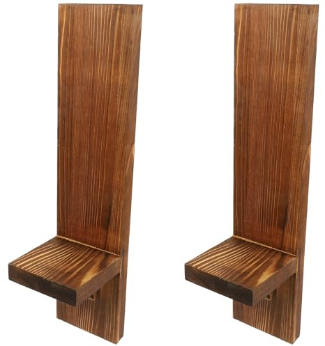 Toyvian Candelabro de Madera para Pared Vintage 2 Piezas Madera Color Tostado Soporte para Velas de Té Decoración Hogar Pasillo Salón Apliques Decorativos