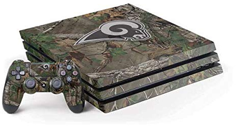 Skinit Decal Gaming Skin Compatible with PS4 Pro Console and Controller Bundle - Officially Licensed NFL Los Angeles Rams Realtree Xtra Green Camo Design