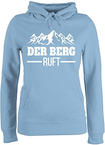 Pullover Damen Hoodie Frauen - Skiurlaub Apres Ski - Der Berg Ruft - M - Hellblau - Geschenkideen für Wanderer Party Outfit Skifahrer ruf Fun-Kapuzenpullover Damen,der Kapuzenpullover skioutfit
