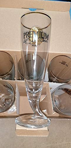 LOT DE 6 VERRES 25 CL BIERE SAINT OMER PREMIUM - NEUF - TRES JOLI - PIED CORNE
