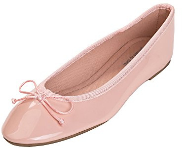 FEVERSOLE Women's Macaroon Colorful Memory Foam Cushion Insock Patent Ballet Flat Pink Size 7 M US