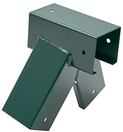 TRIBECCO® Vierkant Schaukelverbinder 90/90mm (100°, Grün) aus pulverbeschichtetem Stahlblech für Gartenschaukel stabile Dreieck-A-Form mit Montageöffnungen Ø 10 mm