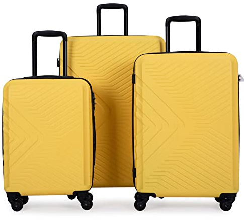 Travelhouse Bali 3-teiliges Kofferset Gelb – Kratzfestes ABS Hartschalen Trolley Set mit 4 Spinnerrollen & TSA-Schloss, leicht, robust & auffällig – Reisegepäck für Damen & Herren