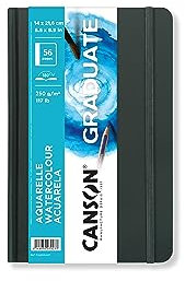 CANSON Graduate Book, Skizzenbuch, doppelseitig: kaltgepresst und feinkörnig, 250 g/m², Sketchbook Hardcover, 14 x 21,6 cm, Weiß, 56 Blatt