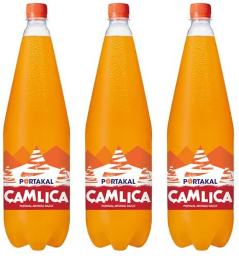 Camlica Gazoz Lot de 3 bouteilles de limonade orange pour boissons gazeuses et non alcoolisées (avec consigne) 1500 ml avec Pufai Grocery