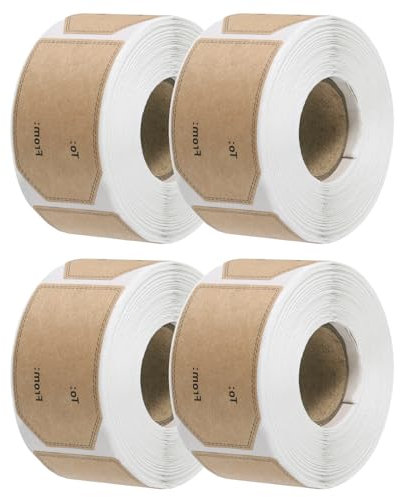 QUARKZMAN 1 200 stycken presentetikett-klistermärken av kraftpapper, 5,1 x 3,0 cm, presentetiketter av kraftpapper, presentetiketter för alla hjärtans dag, jul, brun