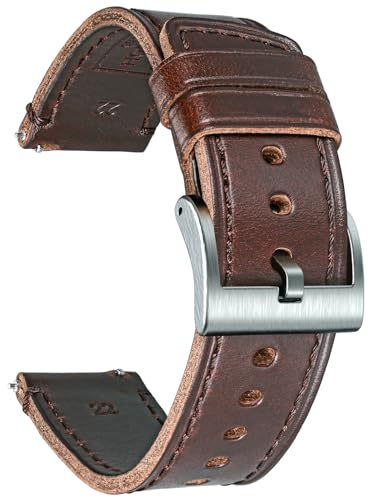 hemsut h läderklockarmband för män, Horween snabbfrigörande läderklockarmband vintage klockarmband ersättningsomslag av 18 mm, 20 mm, 22 mm