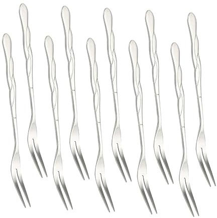 Amosfun 10 Pièces cueillettes de fruits pour la fête à cocktail trèfle fourchettes à cocktails pics à cocktails escargot fourchettes à fruits pics à fruits en acier inoxydable Silver