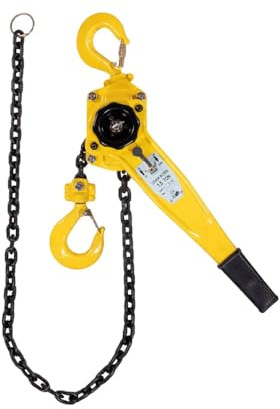Mytee Products Viking Manual Lever Chain Hoist 1-1/2 Ton 3000 lbs 20' Lift 2 Heavy Duty Hooks, 360° Rotation Hook, Chain Come Along for Lifting Pulling Construction Building Warehouse Machinery