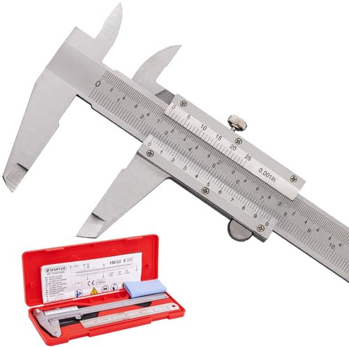 Spurtar Calibre de 150 mm / 6 pulgadas, calibrador de medición, analógico, para diámetro y profundidad, precisión de medición: 0,02 mm / 0,001 pulgadas para el hogar, bricolaje, joyas, carpintería