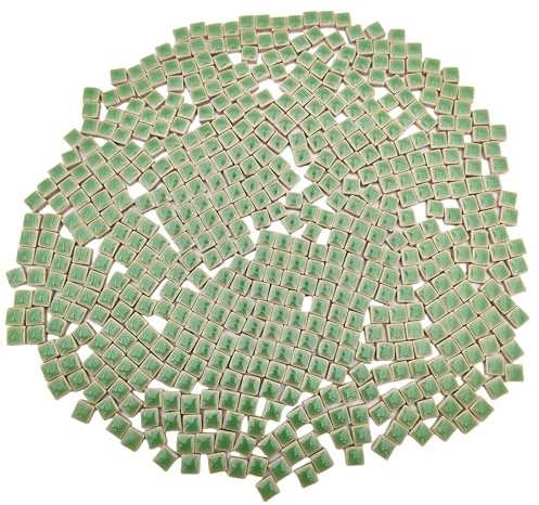 500 g fyrkantiga keramiska mosaikplattor, 500 st 1 x 1 cm handgjorda kreativa mikromosaikdelar för älskare gör-det-själv mosaikprojekt och heminredning (ljusgrön)