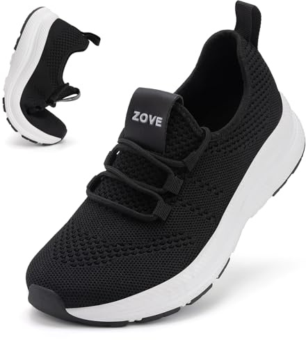ZOVE Womens Wide Toe Shoes Extra Wide Toe Ultra Lightweight Running Shoes Non Slip Breathable Walking Athletic Shoes, Black White, 5.5 UK
