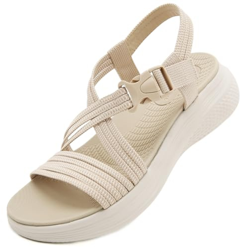 Acfoda Sandalias Mujer Verano Sandalias de Playa Ortopedicas Beige 42