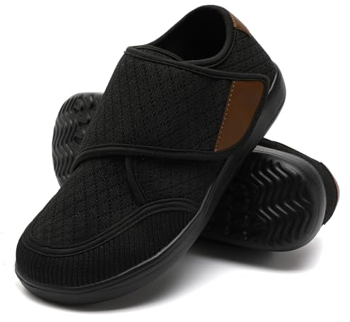 CDLHHM Diabetic Shoes for Women Adjustable Extra Wide Width Walking Edema Shoes for Swollen Feet Zero Drop Indoor Outdoor House Shoes Neuropathy Orthopedic Arthritis Comfort Sneakers All Black 9.5