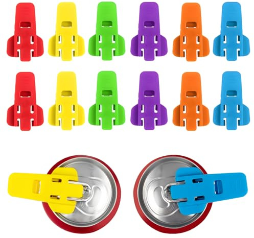 XPEX 12 Piezas Abrelatas Sencillo, Multifuncional a Prueba de Fugas,Para Abrir latas de Cerveza y Refrescos, Herramienta para Abrir latas de Refrescos Carbonatados, Seis Colores