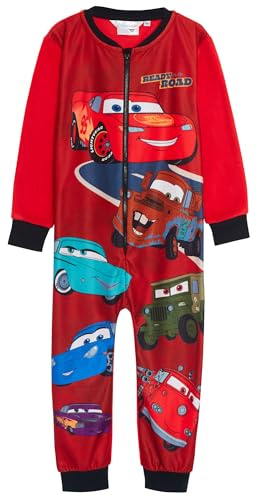 Disney Cars Grenouillère en polaire tout en un pour enfants Garçons Pyjamas Lightning McQueen Mater Combinaison de nuit Pjs, multicolore, 3-4 Years