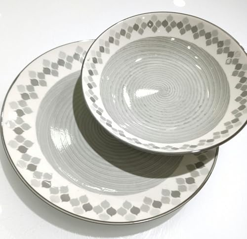 Servizio Piatti 18 Pezzi in Gress Porcellana Colorata – Elegante, Lavabile in Lavastoviglie – Stile Moderno per 6 Persone modello kalos grigio
