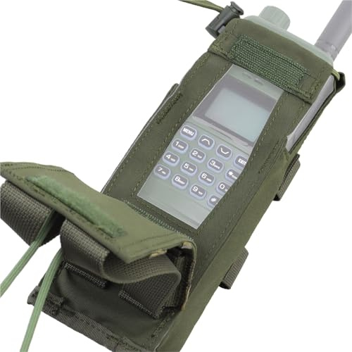 MOLLE-radioväska, taktisk nedfällbar walkie-talkie-radioväska, kompatibel med radioapparater i stil 152/148 för airsoft, jakt, paintball(Green)