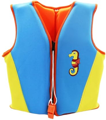 Swim Vest Kids Girls Boys Printed Swimming Jacket Adjustable Belt for Toddler Children Outdoor Beach Pool Swimwear Training Activities Lightweight Age 1-10 Years (Blue, 7-10Years)