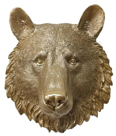 JunZheHub Bassorilievo da Parete in Resina Raffigurante Una Testa di Animale, Statuetta Realizzata a Mano, Ideale per Una Camera da Letto, Un Soggiorn, Orso