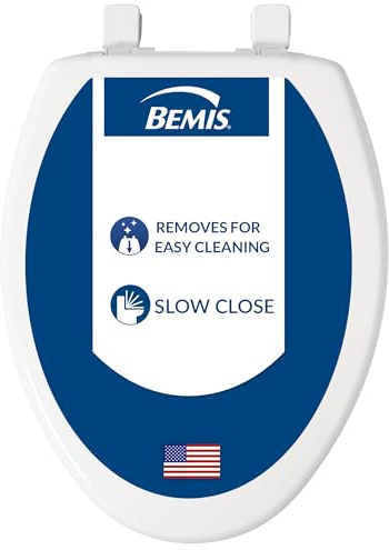 Bemis 7300SLEC 000 Toilet Seat Will Slow Close and Removes Easy for Cleaning, White, 1 Pack Elongated