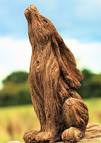 HH Home Hut Garden Ornaments Outdoor Sculpture Hare Rustic Wood Effect - Weatherproof and Waterproof Eye - Catching Rabbit Driftwood Animal Lawn Statue Outdoor Indoor Decor 18