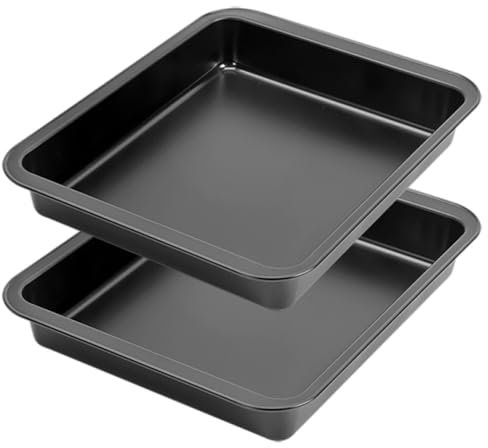 MGE - Stampo da Forno Quadrato - Teglia e Lasagnera in Acciaio al Carbonio - Per Biscotti e Torte - Rostiera Antiaderente - 25 x 25 cm