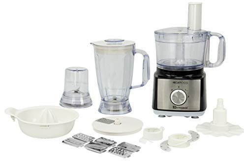 SQ Professional MegaRange - MegaProcess Food Processor and blender 750w -2.0L Mixing Bowl, 1.8L Blending Jug, Grinding Mill -Mixer, Crusher, Grinder, Citrus Juicer (Black-White)