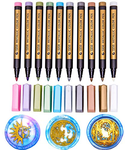Wachs-Siegelstift-Set, Anbose Wachssiegelstift mit 10 verschiedenen Farben zum Dekorieren von Wachssiegelstempeln, Metallic-Marker, passend für alle Wachssiegelperlen oder Wachssiegelstäbchen