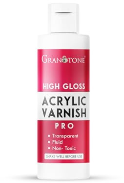 GRANOTONE Clear Coat Acrylic High Gloss Varnish 3.38 fl oz 100 ML Glossy Clear Fast Drying Non Yellowing Smooth Streak Free Non Toxic Artist Varnish for Acrylic Painting Canvas Wood Crafts