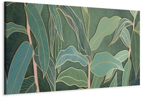 murando - Quadro Astratto Verde 150x50 cm 1 Pezzo - Stampa su Tela XXL Immagini - Quadri Grandi Moderni per Soggiorno Murale - Decorazione da Parete Pittura - Foglie Tropicali Giungla b-C-0757-b-a