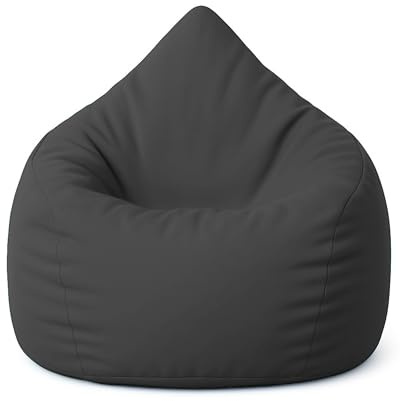 PATCH HOME Patchhome Sittsäck droppformad med dragkedja, påfyllningsbar – för inomhus- och utomhusbruk – med frigolitfyllning 3 storlekar tillgängliga XXL – höjd 115 cm, diameter 95 cm antracit