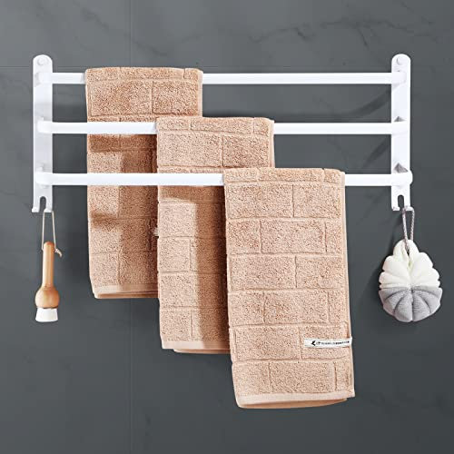 Porte-Serviettes Mural en Aluminium, 3 étages Porte Serviette Salle de Bain étagère Serviette avec Crochets, Étanche - pour Salle de Bain, Cuisine, Salle de Bain